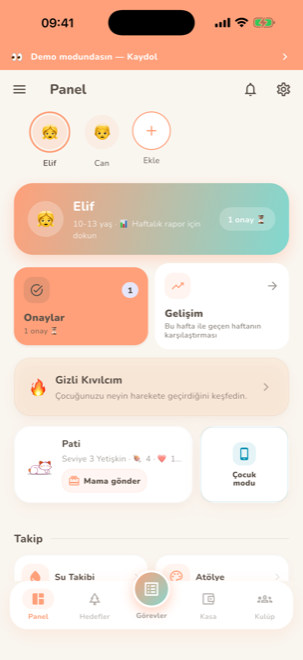 Hedefliyiz veli paneli ekranı