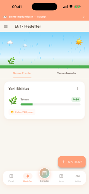 Bir bisiklet hedefine ilerleme ekranı